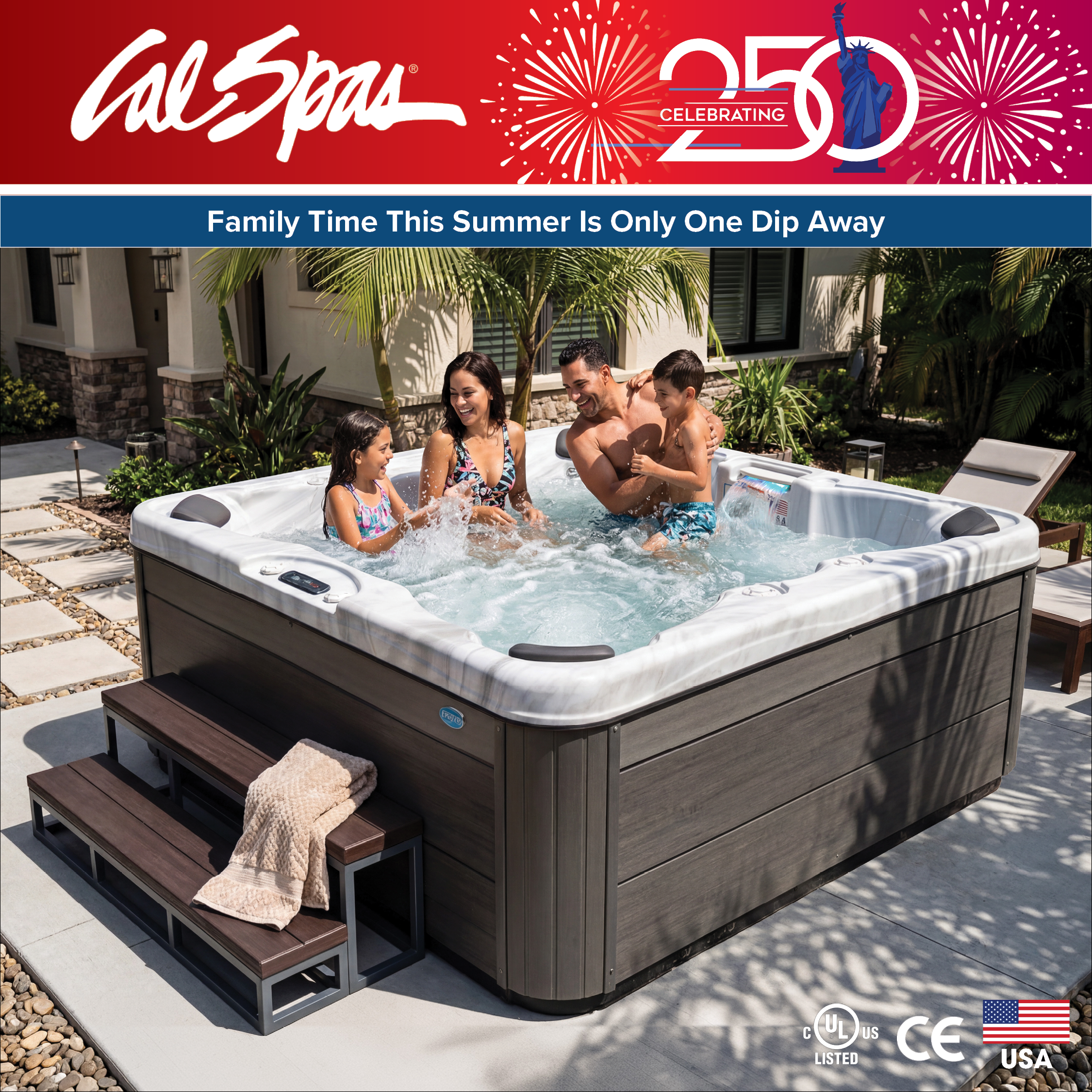 Calspas hot tub being used in a family setting - Lauderhill
